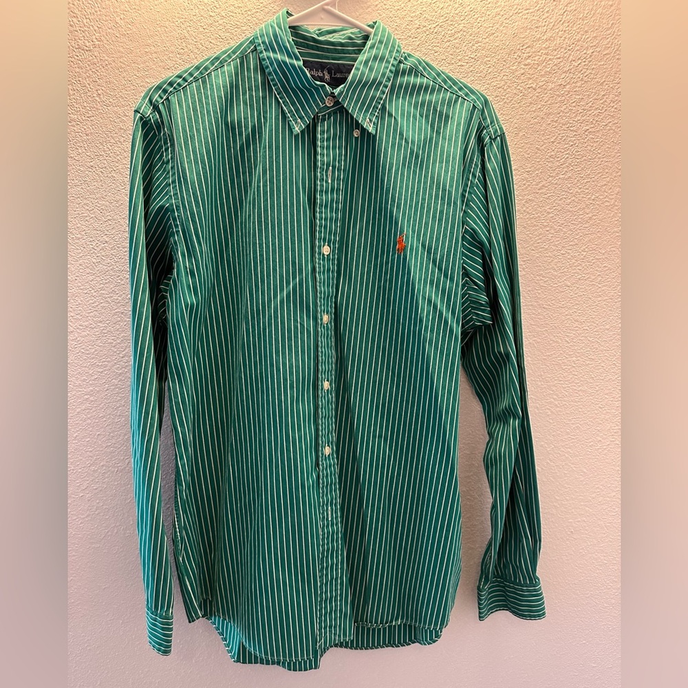 Green Striped Ralph Lauren Button Up
